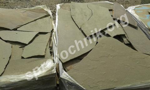 Камень природный серо-зеленый песчаник натуральный пластушка