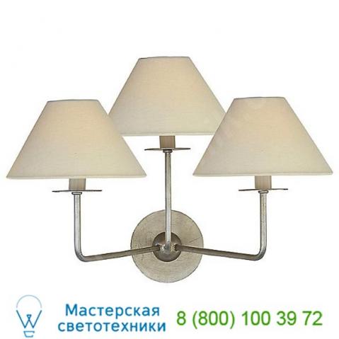 Visual comfort nw 2070bsl-l kelley 3-light wall light, настенный светильник бра