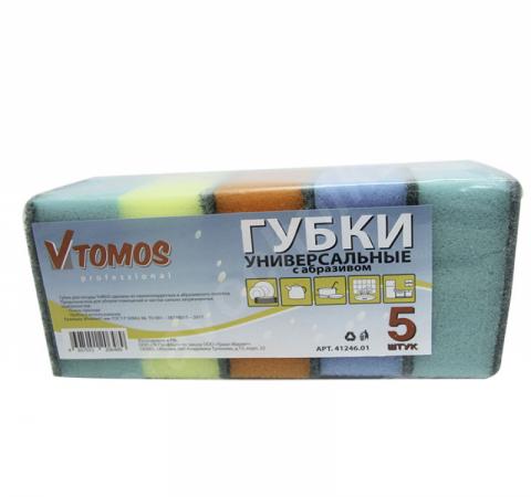 Губка 85х64х41мм 5шт/упак tomos с абразивом