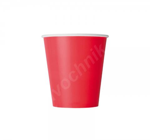Стакан бумажный 1сл 250 (280) мл d=80мм для горячего красный
