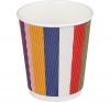 Стакан бумажный 3сл гофрированный, цветная полоска Стакан бумажный 3сл гофрированный, цветная полоска