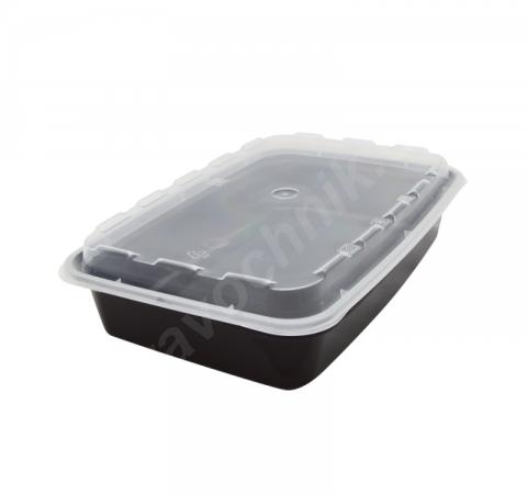 Контейнер pp tambien 206x140мм h=39мм 900мл черный с крышкой