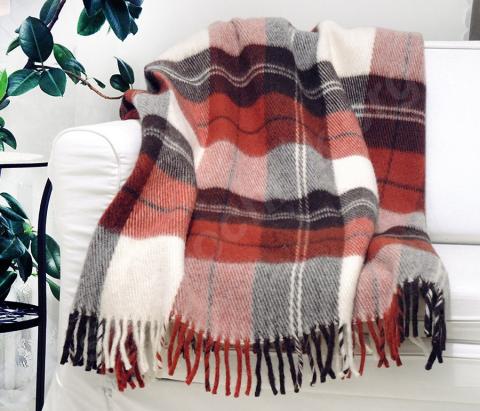 Плед из новозеландской шерсти терракот