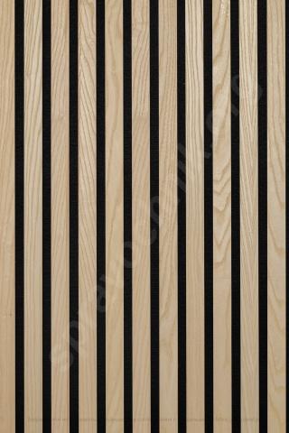 Акустическая реечная панель-ясень на черном, шпон 2790х500х18мм